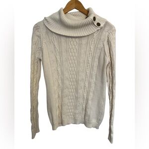 Marie Claire Cozy Cable Knit Sweater Cream size medium